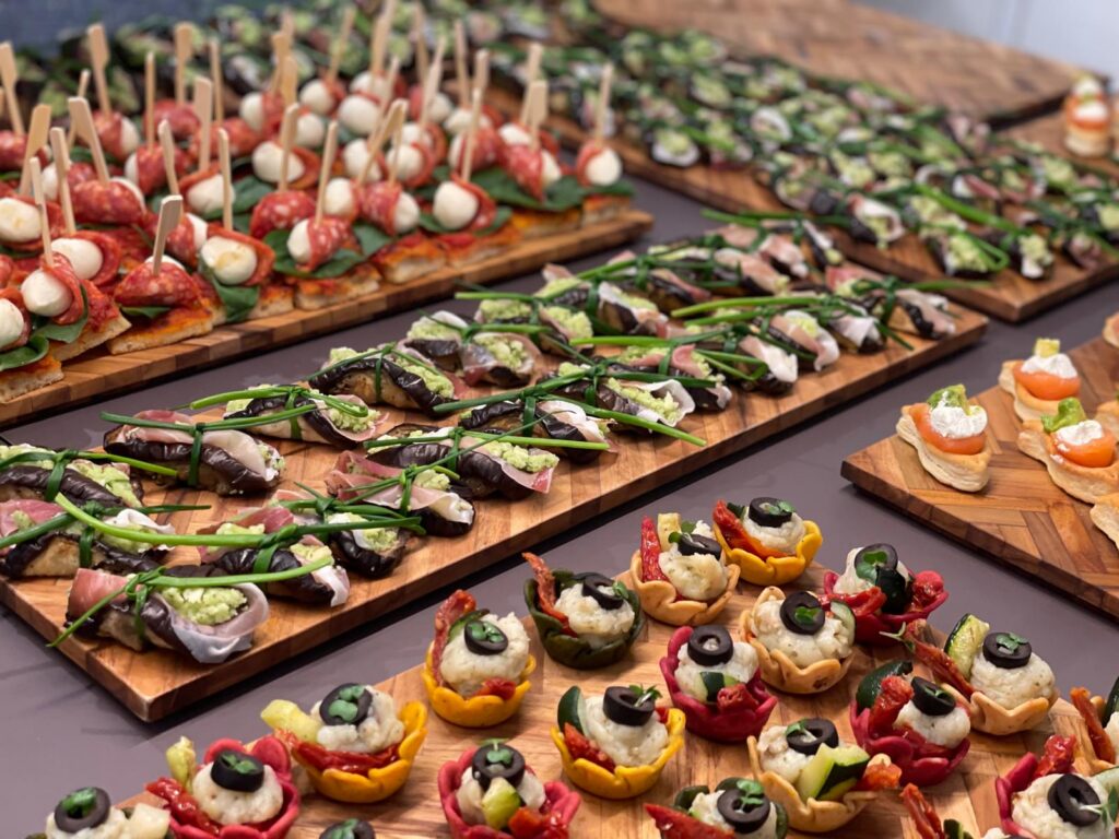 Trays of canapes ready for an event