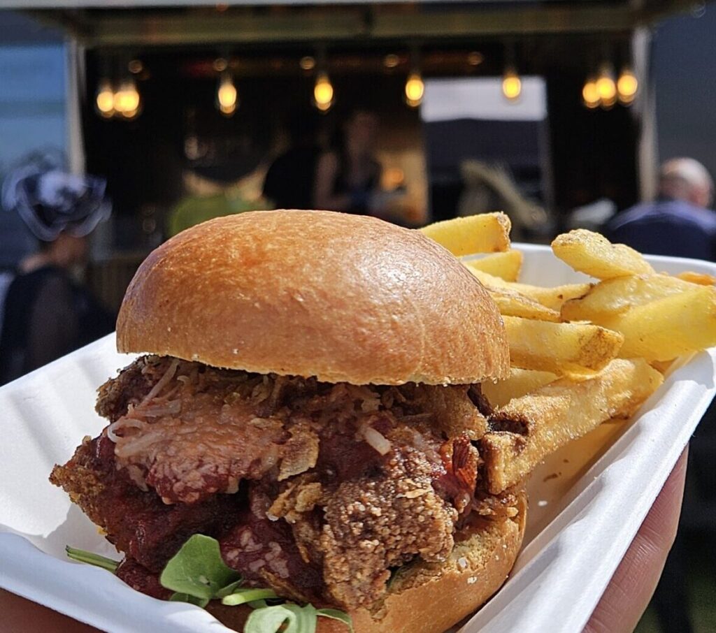 Chicken burger and chips
