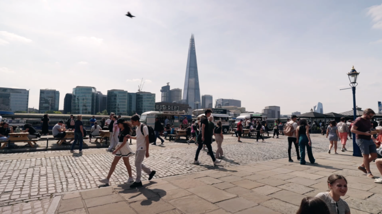 Street food traders and customers by the Tower of London